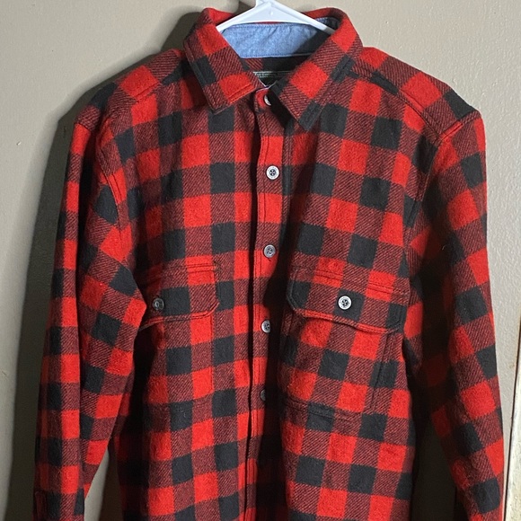 Woolrich Men’s wool blend red plaid long sleeve button front shirt jacket size M - Picture 11 of 11